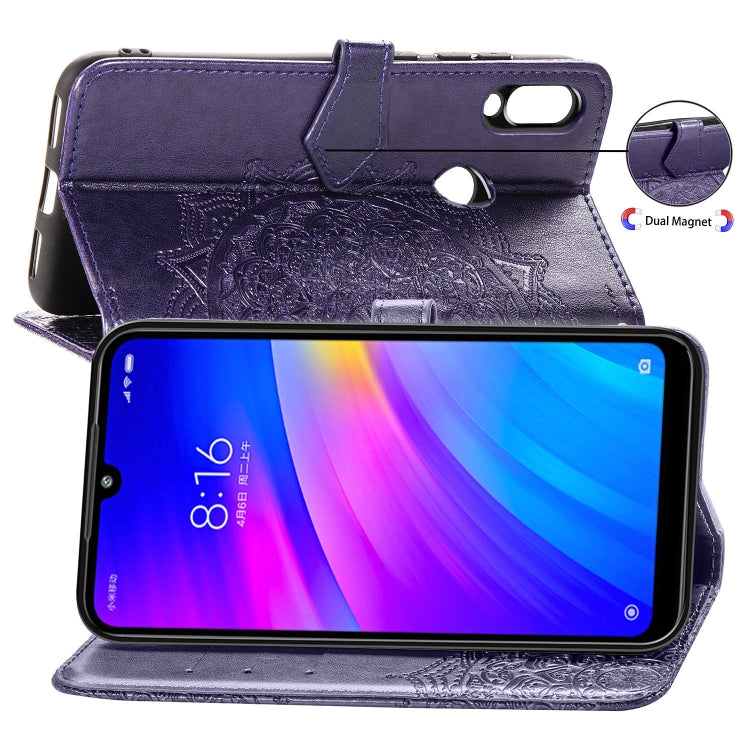 For Xiaomi Redmi 7 Halfway Mandala Embossing Pattern Horizontal Flip Leather Case with Holder & Card Slots & Wallet & Lanyard