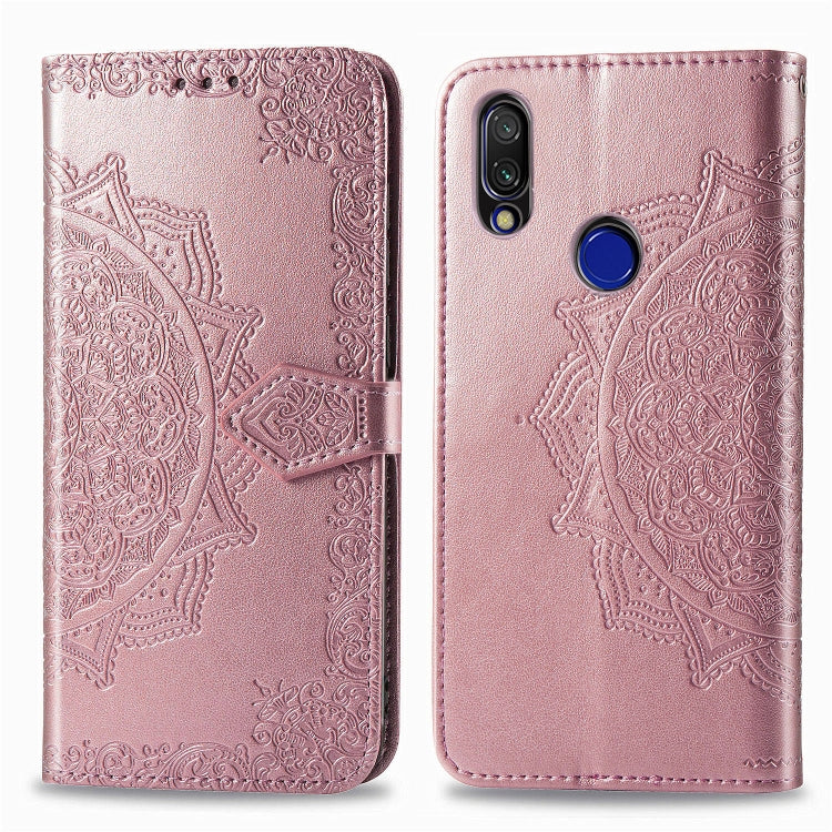 For Xiaomi Redmi 7 Halfway Mandala Embossing Pattern Horizontal Flip Leather Case with Holder & Card Slots & Wallet & Lanyard
