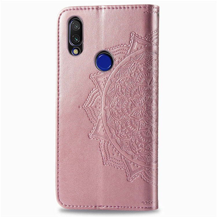 For Xiaomi Redmi 7 Halfway Mandala Embossing Pattern Horizontal Flip Leather Case with Holder & Card Slots & Wallet & Lanyard