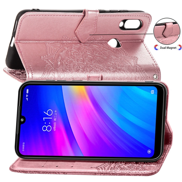 For Xiaomi Redmi 7 Halfway Mandala Embossing Pattern Horizontal Flip Leather Case with Holder & Card Slots & Wallet & Lanyard
