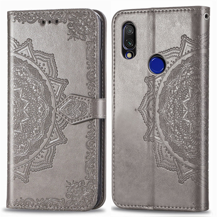 For Xiaomi Redmi 7 Halfway Mandala Embossing Pattern Horizontal Flip Leather Case with Holder & Card Slots & Wallet & Lanyard