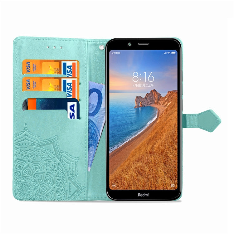 For Xiaomi Redmi 7A Halfway Mandala Embossing Pattern Horizontal Flip Leather Case with Holder & Card Slots & Wallet & Lanyard