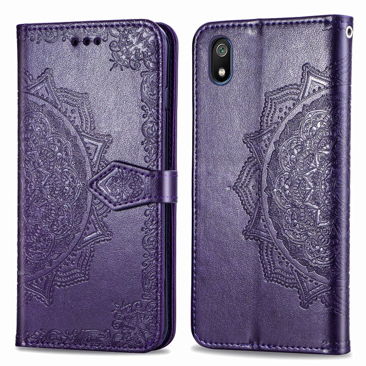 For Xiaomi Redmi 7A Halfway Mandala Embossing Pattern Horizontal Flip Leather Case with Holder & Card Slots & Wallet & Lanyard