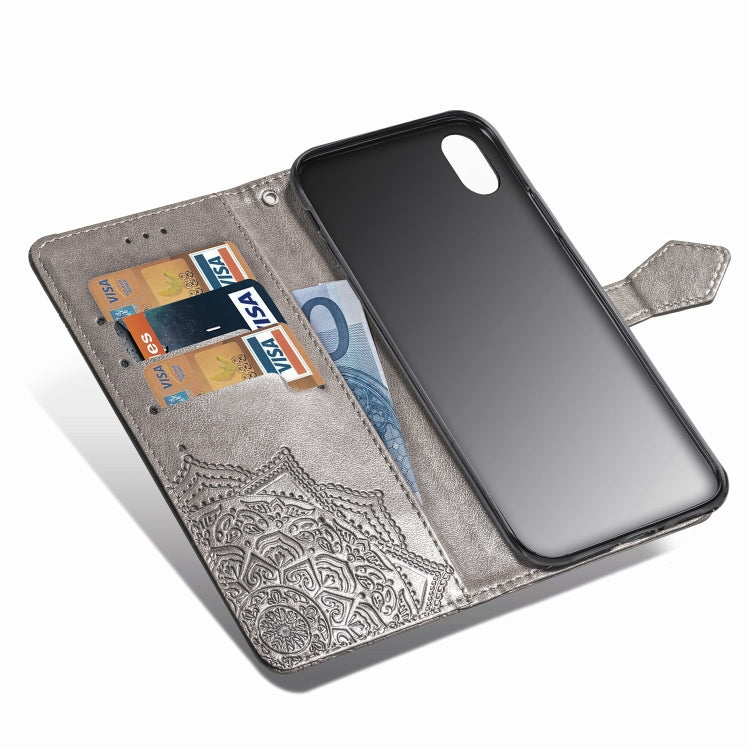 For Xiaomi Redmi 7A Halfway Mandala Embossing Pattern Horizontal Flip Leather Case with Holder & Card Slots & Wallet & Lanyard