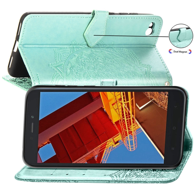 For Xiaomi Redmi GO Halfway Mandala Embossing Pattern Horizontal Flip Leather Case with Holder & Card Slots & Wallet & Lanyard
