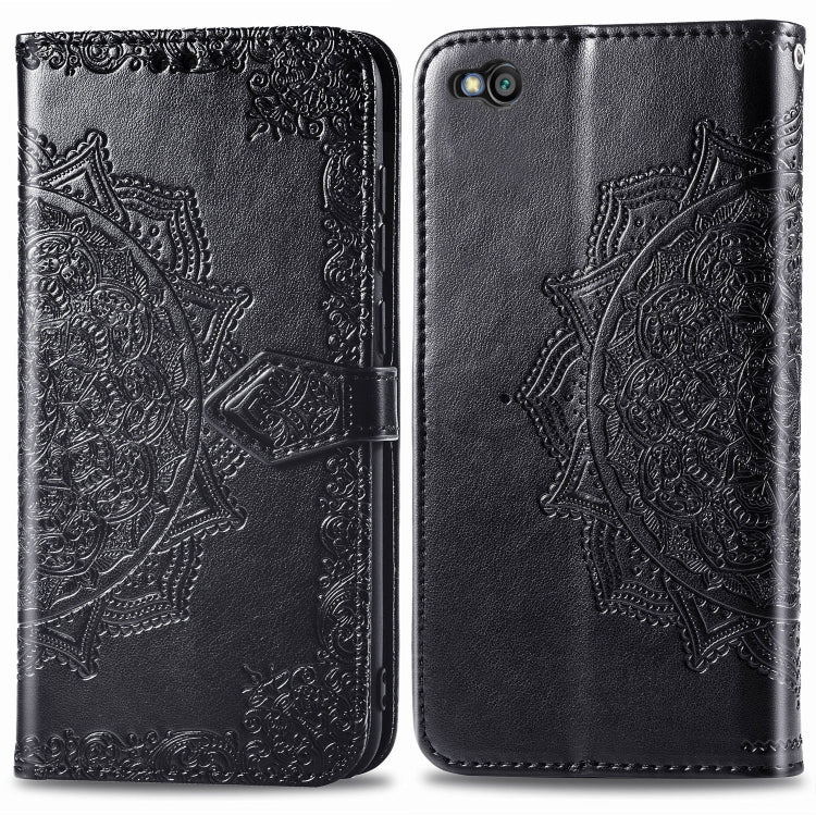 For Xiaomi Redmi GO Halfway Mandala Embossing Pattern Horizontal Flip Leather Case with Holder & Card Slots & Wallet & Lanyard