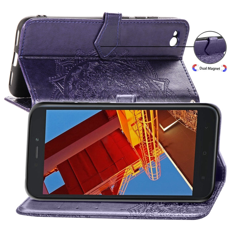 For Xiaomi Redmi GO Halfway Mandala Embossing Pattern Horizontal Flip Leather Case with Holder & Card Slots & Wallet & Lanyard