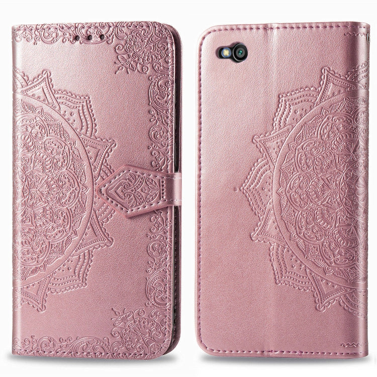 For Xiaomi Redmi GO Halfway Mandala Embossing Pattern Horizontal Flip Leather Case with Holder & Card Slots & Wallet & Lanyard
