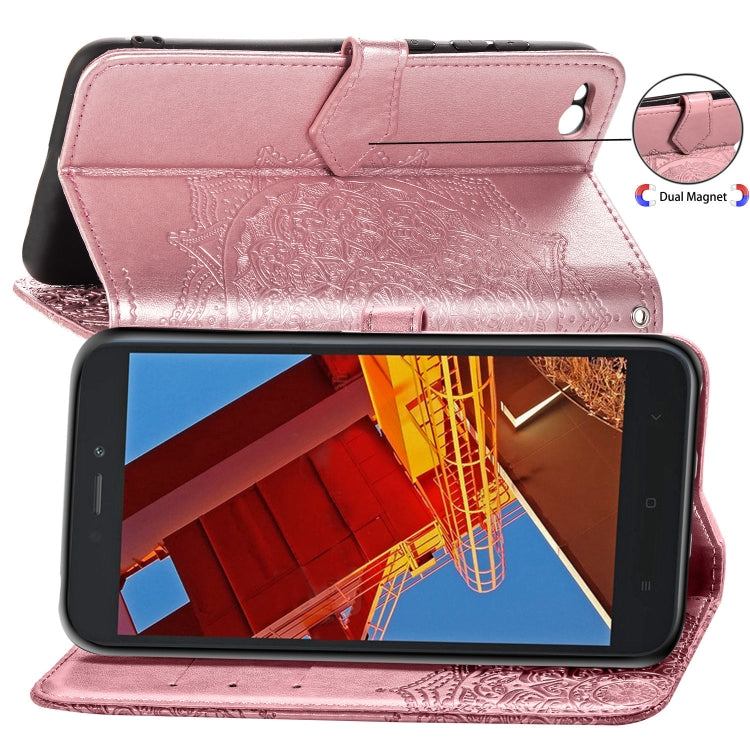 For Xiaomi Redmi GO Halfway Mandala Embossing Pattern Horizontal Flip Leather Case with Holder & Card Slots & Wallet & Lanyard