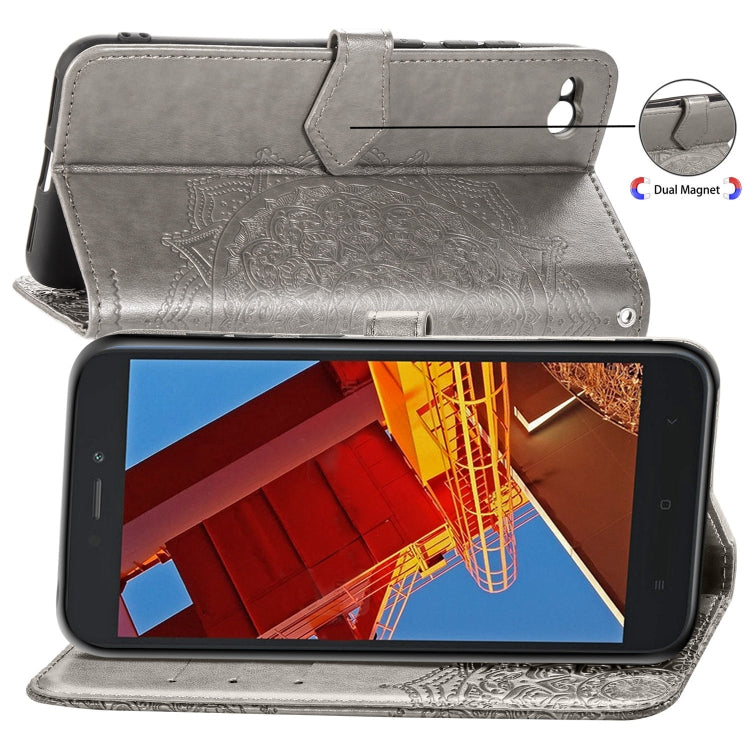 For Xiaomi Redmi GO Halfway Mandala Embossing Pattern Horizontal Flip Leather Case with Holder & Card Slots & Wallet & Lanyard