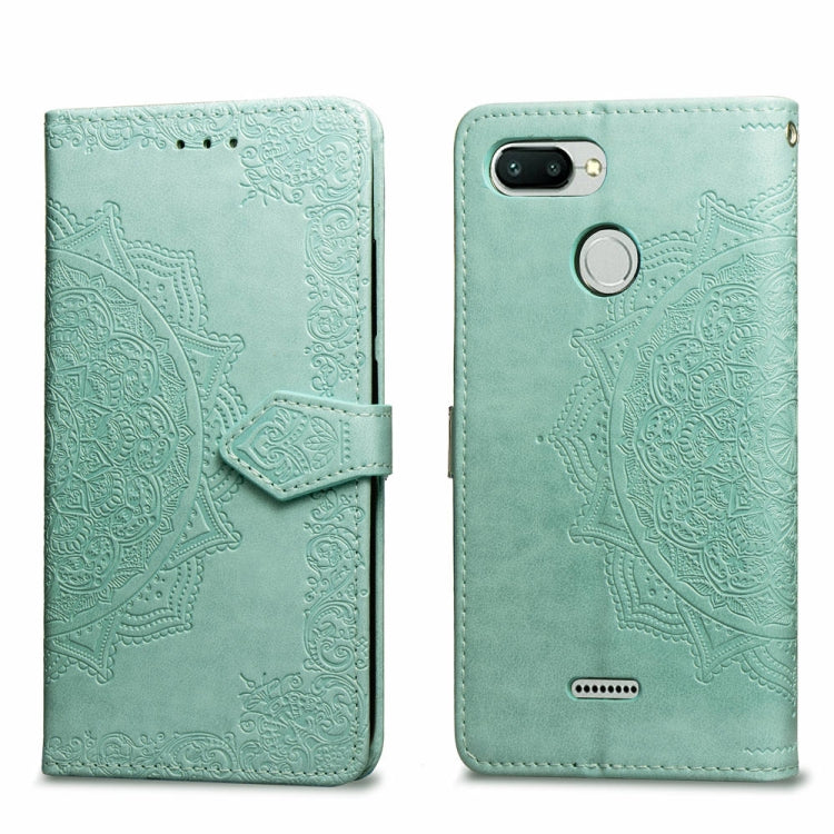 For Xiaomi Redmi 6A / Redmi 6 Halfway Mandala Embossing Pattern Horizontal Flip Leather Case with Holder & Card Slots & Wallet & Lanyard
