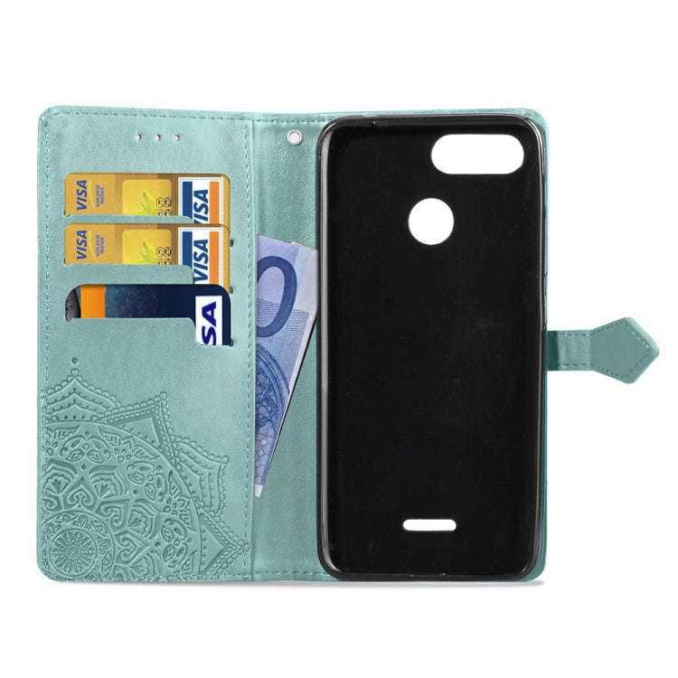For Xiaomi Redmi 6A / Redmi 6 Halfway Mandala Embossing Pattern Horizontal Flip Leather Case with Holder & Card Slots & Wallet & Lanyard