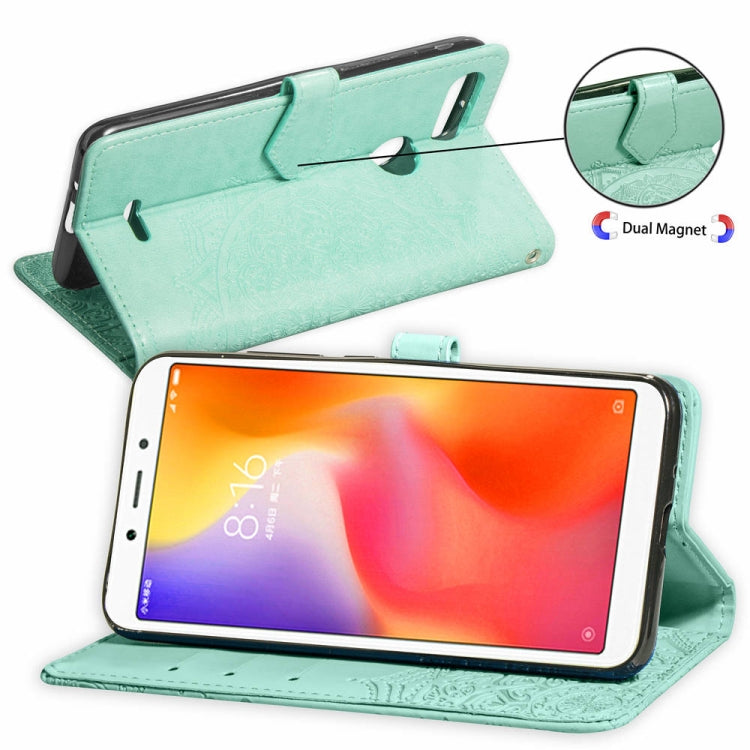 For Xiaomi Redmi 6A / Redmi 6 Halfway Mandala Embossing Pattern Horizontal Flip Leather Case with Holder & Card Slots & Wallet & Lanyard