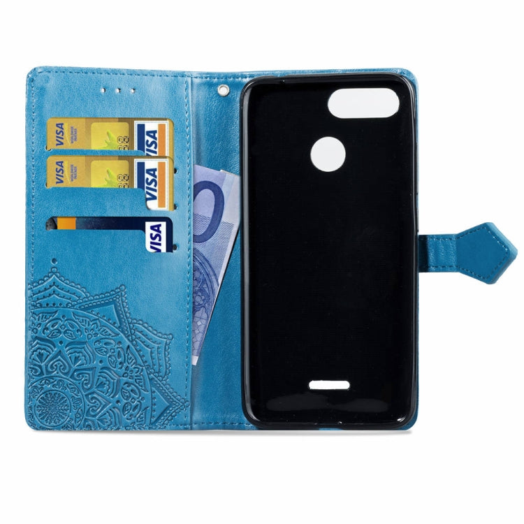 For Xiaomi Redmi 6A / Redmi 6 Halfway Mandala Embossing Pattern Horizontal Flip Leather Case with Holder & Card Slots & Wallet & Lanyard