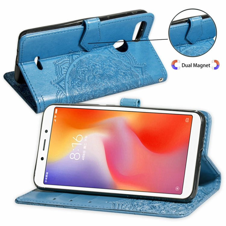 For Xiaomi Redmi 6A / Redmi 6 Halfway Mandala Embossing Pattern Horizontal Flip Leather Case with Holder & Card Slots & Wallet & Lanyard