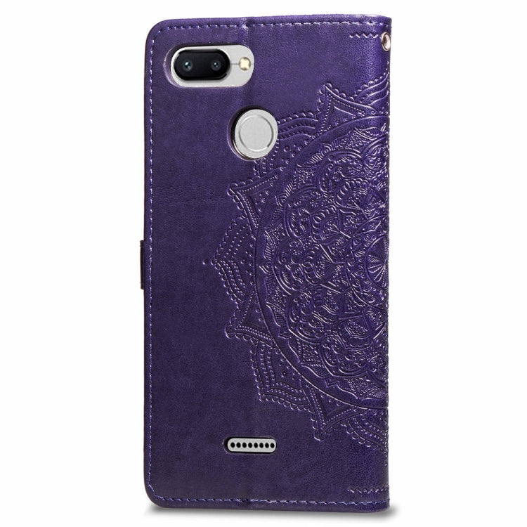 For Xiaomi Redmi 6A / Redmi 6 Halfway Mandala Embossing Pattern Horizontal Flip Leather Case with Holder & Card Slots & Wallet & Lanyard