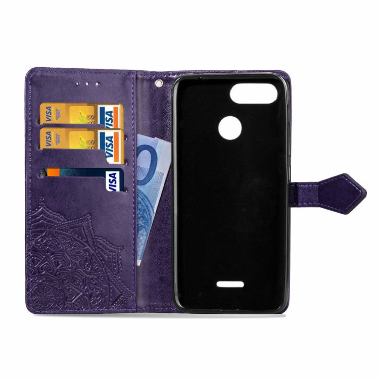 For Xiaomi Redmi 6A / Redmi 6 Halfway Mandala Embossing Pattern Horizontal Flip Leather Case with Holder & Card Slots & Wallet & Lanyard
