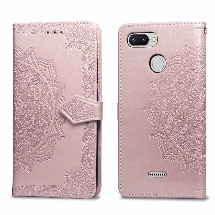 For Xiaomi Redmi 6A / Redmi 6 Halfway Mandala Embossing Pattern Horizontal Flip Leather Case with Holder & Card Slots & Wallet & Lanyard