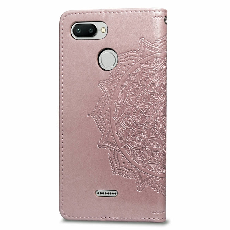 For Xiaomi Redmi 6A / Redmi 6 Halfway Mandala Embossing Pattern Horizontal Flip Leather Case with Holder & Card Slots & Wallet & Lanyard