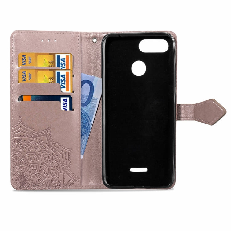 For Xiaomi Redmi 6A / Redmi 6 Halfway Mandala Embossing Pattern Horizontal Flip Leather Case with Holder & Card Slots & Wallet & Lanyard