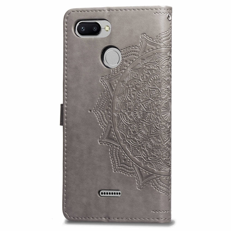 For Xiaomi Redmi 6A / Redmi 6 Halfway Mandala Embossing Pattern Horizontal Flip Leather Case with Holder & Card Slots & Wallet & Lanyard
