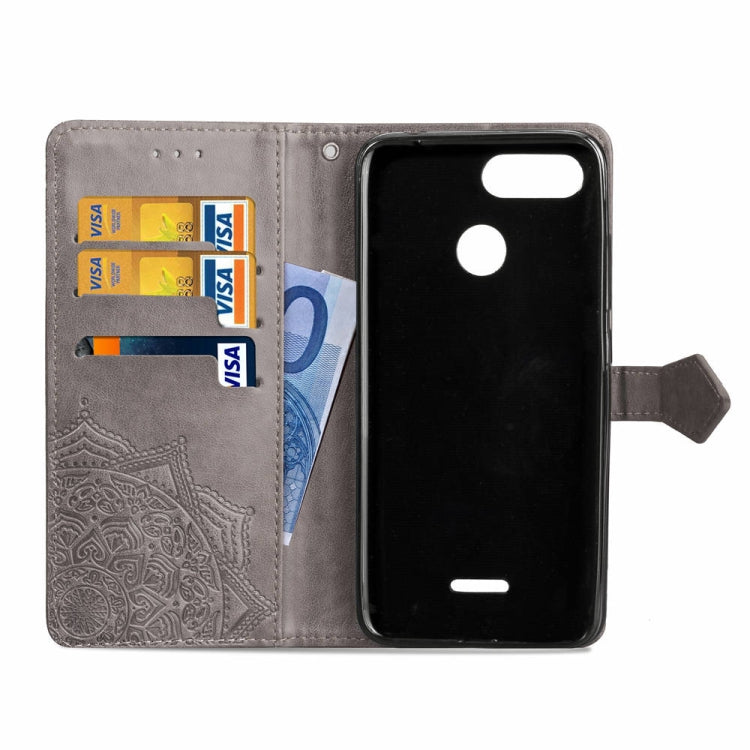For Xiaomi Redmi 6A / Redmi 6 Halfway Mandala Embossing Pattern Horizontal Flip Leather Case with Holder & Card Slots & Wallet & Lanyard