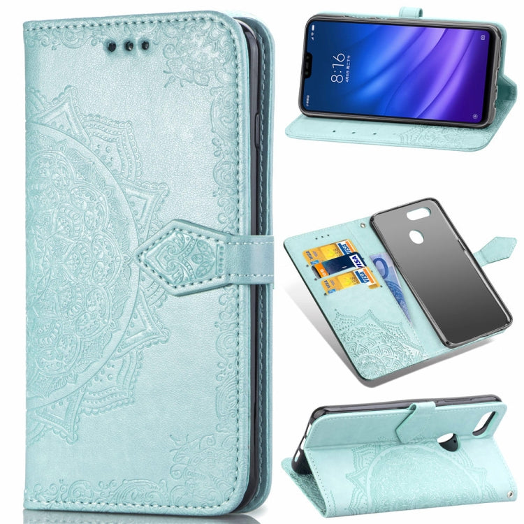 For Xiaomi Mi 8 Lite Halfway Mandala Embossing Pattern Horizontal Flip Leather Case with Holder & Card Slots & Wallet & Lanyard