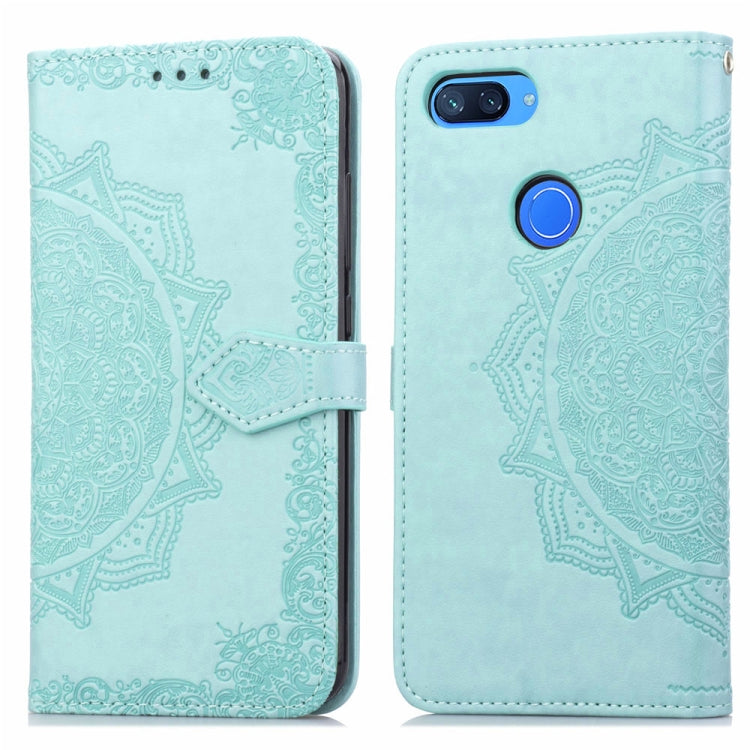 For Xiaomi Mi 8 Lite Halfway Mandala Embossing Pattern Horizontal Flip Leather Case with Holder & Card Slots & Wallet & Lanyard