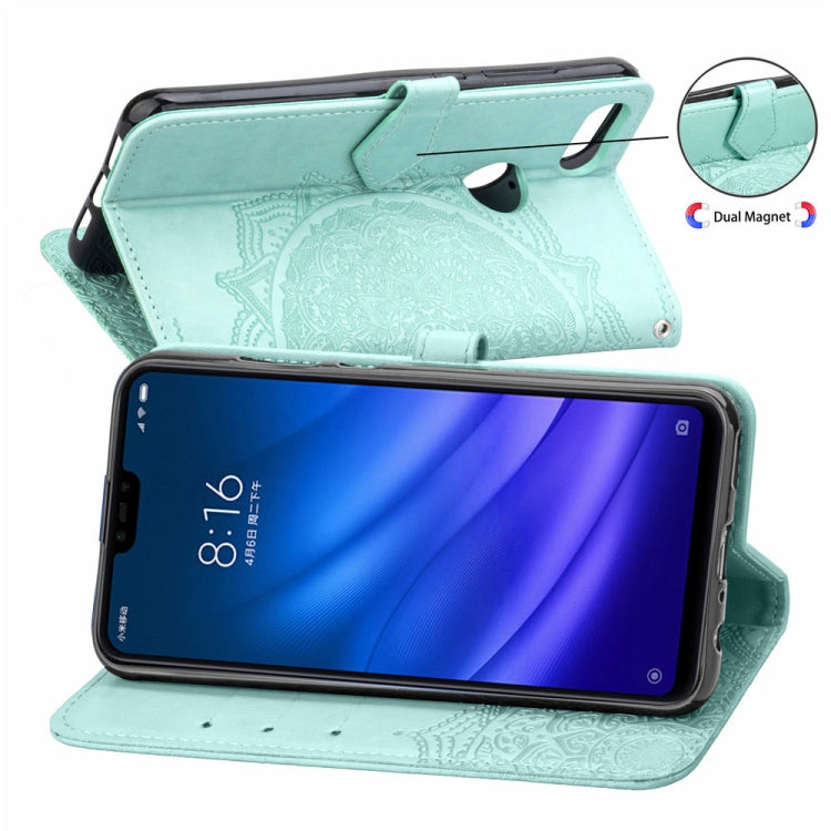 For Xiaomi Mi 8 Lite Halfway Mandala Embossing Pattern Horizontal Flip Leather Case with Holder & Card Slots & Wallet & Lanyard
