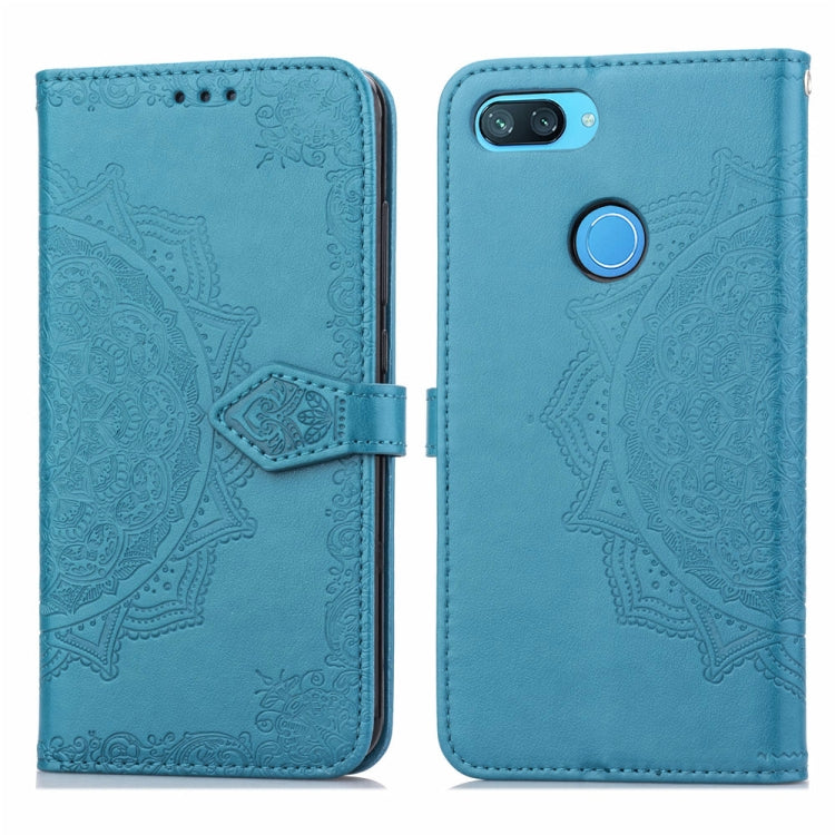 For Xiaomi Mi 8 Lite Halfway Mandala Embossing Pattern Horizontal Flip Leather Case with Holder & Card Slots & Wallet & Lanyard