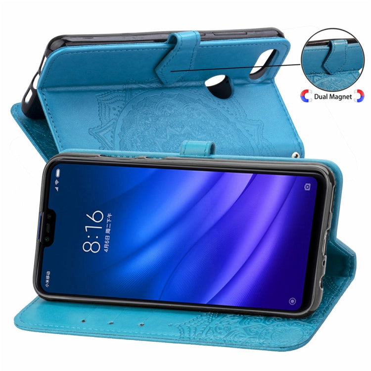 For Xiaomi Mi 8 Lite Halfway Mandala Embossing Pattern Horizontal Flip Leather Case with Holder & Card Slots & Wallet & Lanyard