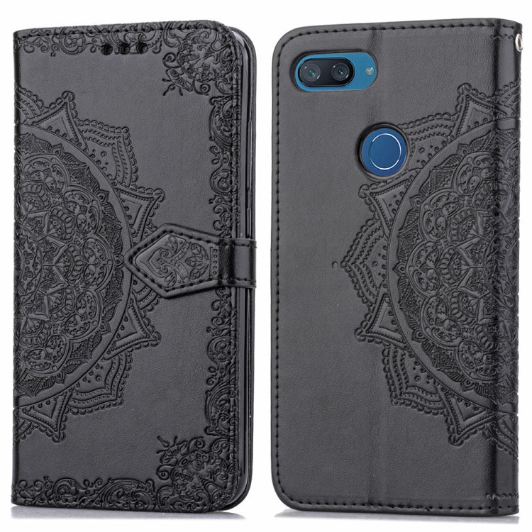 For Xiaomi Mi 8 Lite Halfway Mandala Embossing Pattern Horizontal Flip Leather Case with Holder & Card Slots & Wallet & Lanyard