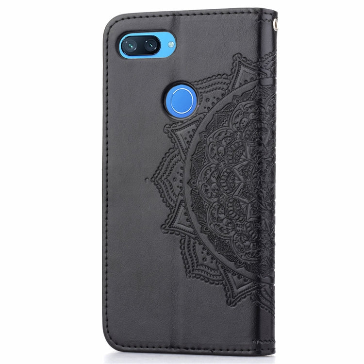 For Xiaomi Mi 8 Lite Halfway Mandala Embossing Pattern Horizontal Flip Leather Case with Holder & Card Slots & Wallet & Lanyard