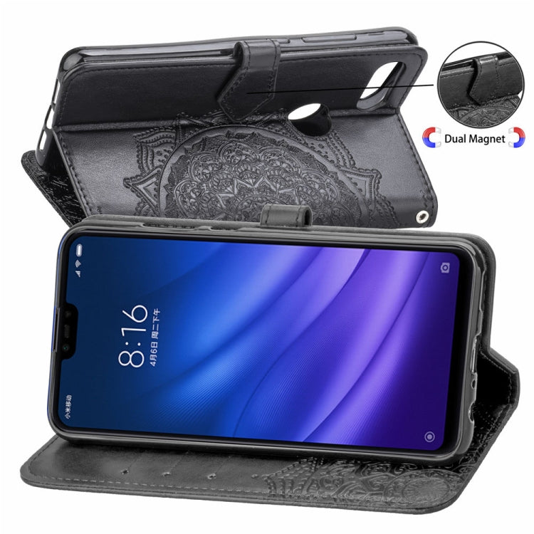 For Xiaomi Mi 8 Lite Halfway Mandala Embossing Pattern Horizontal Flip Leather Case with Holder & Card Slots & Wallet & Lanyard