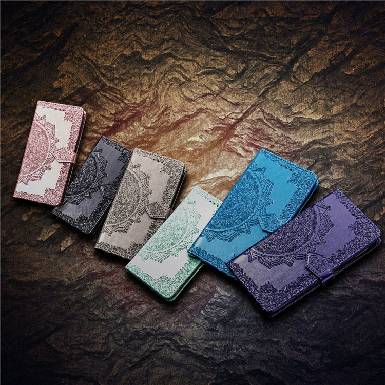 For Xiaomi Mi 8 Lite Halfway Mandala Embossing Pattern Horizontal Flip Leather Case with Holder & Card Slots & Wallet & Lanyard