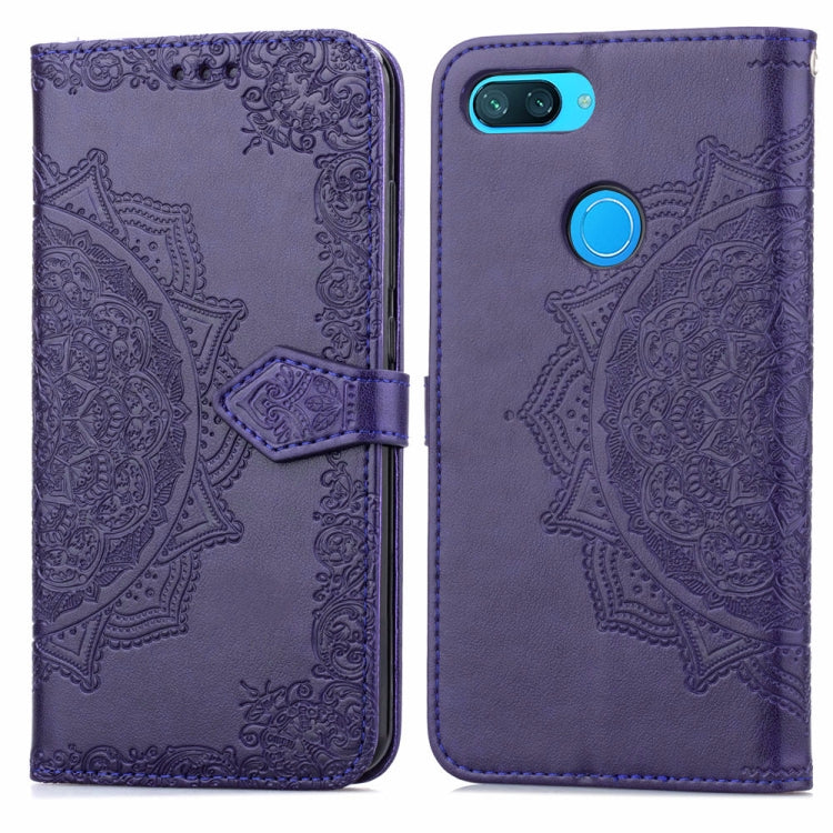 For Xiaomi Mi 8 Lite Halfway Mandala Embossing Pattern Horizontal Flip Leather Case with Holder & Card Slots & Wallet & Lanyard