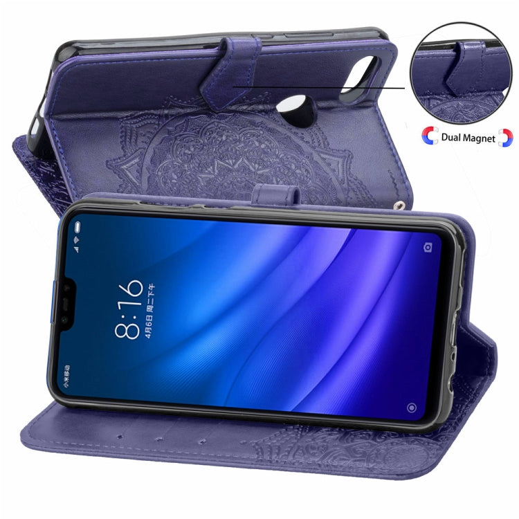 For Xiaomi Mi 8 Lite Halfway Mandala Embossing Pattern Horizontal Flip Leather Case with Holder & Card Slots & Wallet & Lanyard