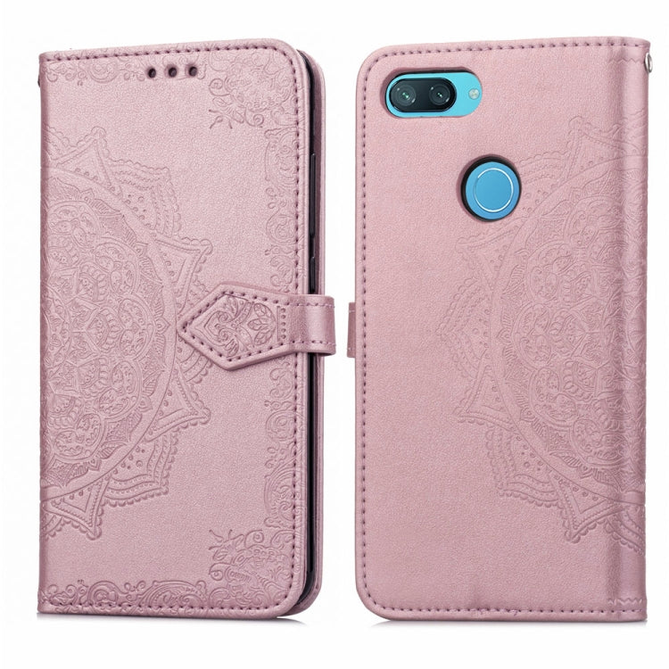 For Xiaomi Mi 8 Lite Halfway Mandala Embossing Pattern Horizontal Flip Leather Case with Holder & Card Slots & Wallet & Lanyard