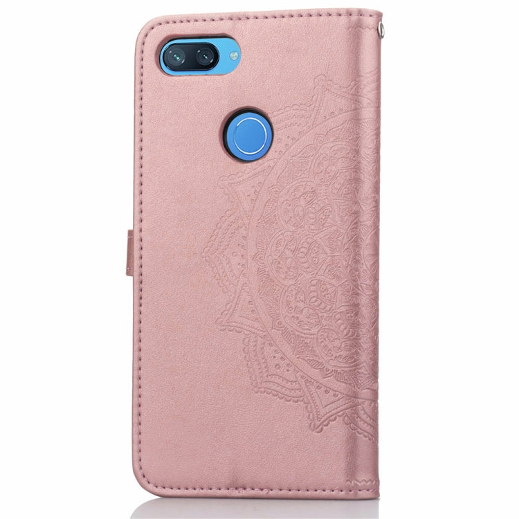 For Xiaomi Mi 8 Lite Halfway Mandala Embossing Pattern Horizontal Flip Leather Case with Holder & Card Slots & Wallet & Lanyard