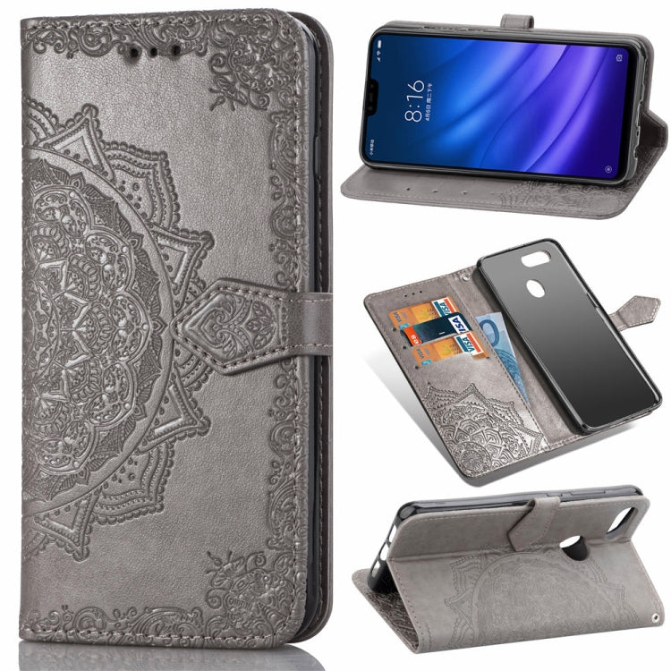 For Xiaomi Mi 8 Lite Halfway Mandala Embossing Pattern Horizontal Flip Leather Case with Holder & Card Slots & Wallet & Lanyard