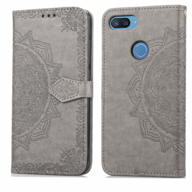 For Xiaomi Mi 8 Lite Halfway Mandala Embossing Pattern Horizontal Flip Leather Case with Holder & Card Slots & Wallet & Lanyard