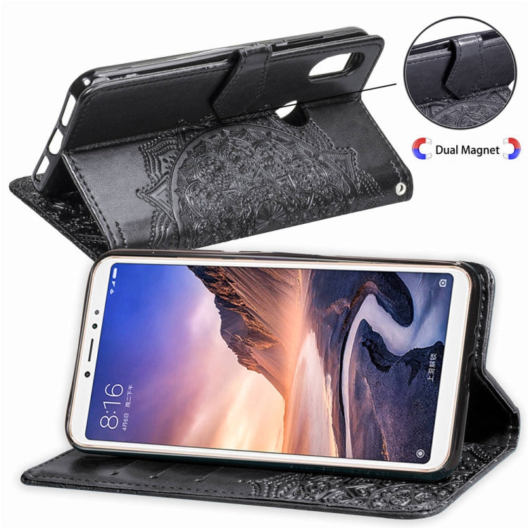 For Xiaomi Mi Max 3 Halfway Mandala Embossing Pattern Horizontal Flip Leather Case with Holder & Card Slots & Wallet & Lanyard
