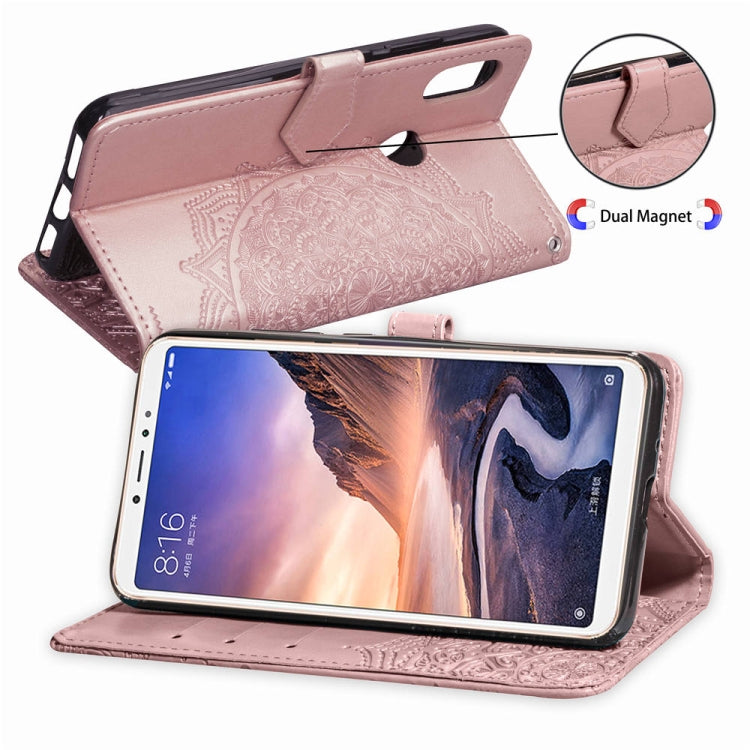 For Xiaomi Mi Max 3 Halfway Mandala Embossing Pattern Horizontal Flip Leather Case with Holder & Card Slots & Wallet & Lanyard