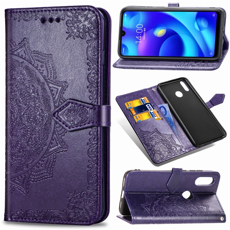 For Xiaomi Mi Play Halfway Mandala Embossing Pattern Horizontal Flip Leather Case with Holder & Card Slots & Wallet & Lanyard