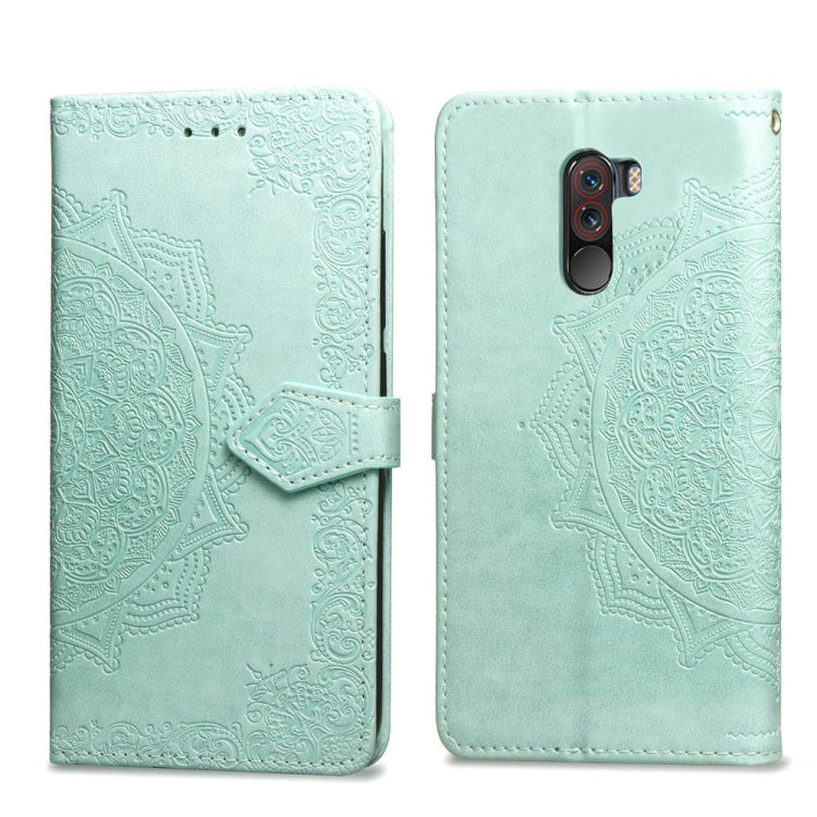 For Xiaomi Pocophone F1 Halfway Mandala Embossing Pattern Horizontal Flip Leather Case with Holder & Card Slots & Wallet & Lanyard