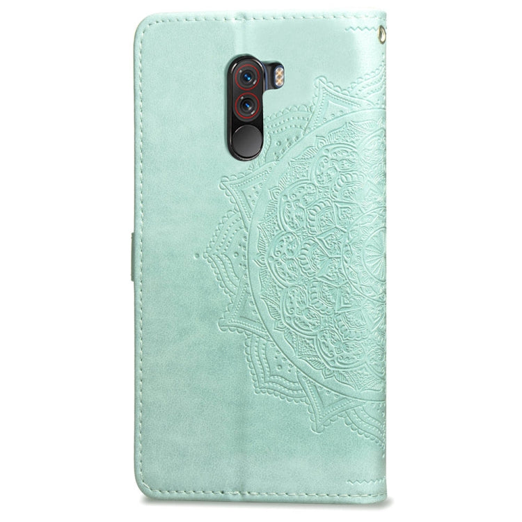 For Xiaomi Pocophone F1 Halfway Mandala Embossing Pattern Horizontal Flip Leather Case with Holder & Card Slots & Wallet & Lanyard