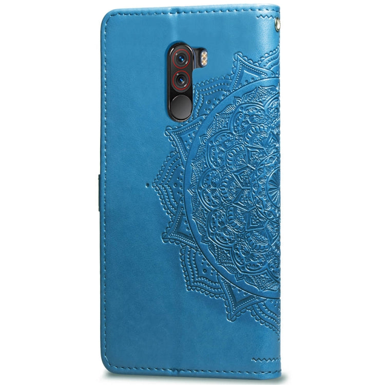 For Xiaomi Pocophone F1 Halfway Mandala Embossing Pattern Horizontal Flip Leather Case with Holder & Card Slots & Wallet & Lanyard