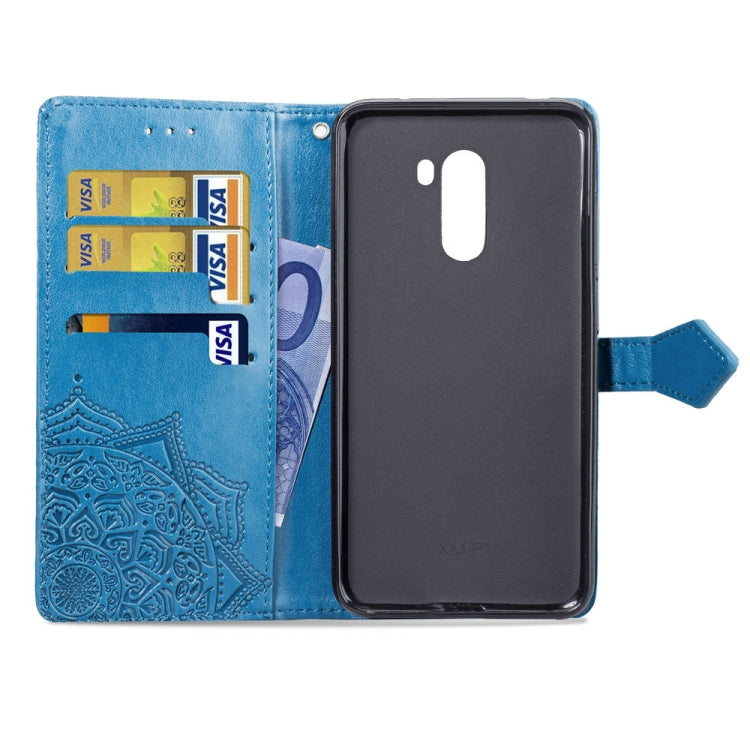 For Xiaomi Pocophone F1 Halfway Mandala Embossing Pattern Horizontal Flip Leather Case with Holder & Card Slots & Wallet & Lanyard