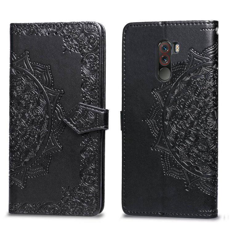 For Xiaomi Pocophone F1 Halfway Mandala Embossing Pattern Horizontal Flip Leather Case with Holder & Card Slots & Wallet & Lanyard