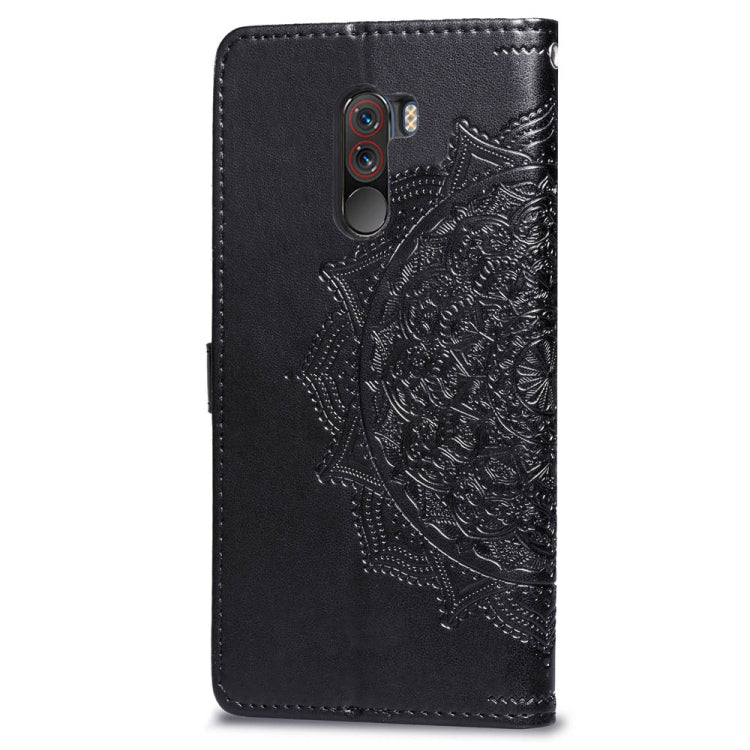 For Xiaomi Pocophone F1 Halfway Mandala Embossing Pattern Horizontal Flip Leather Case with Holder & Card Slots & Wallet & Lanyard